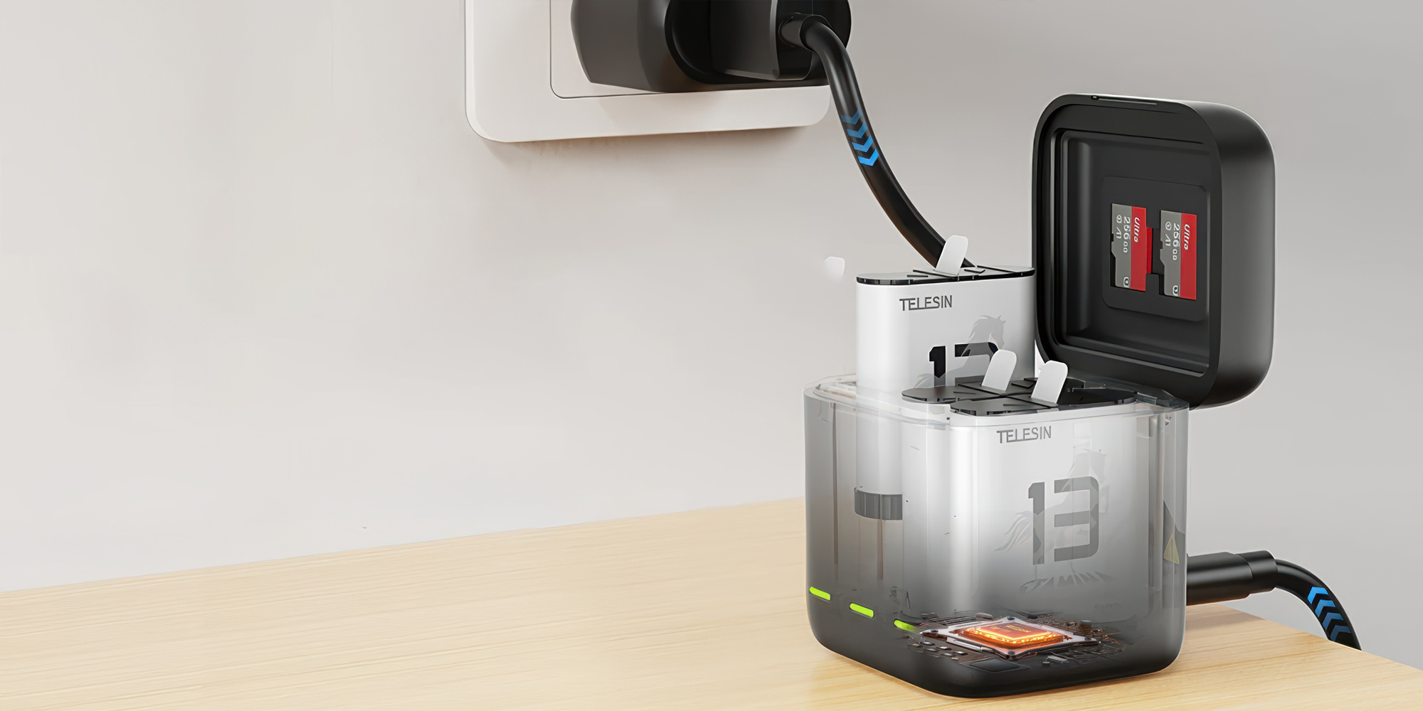 Ładowarka trójkanałowa Telesin S0-BCG-10-TGP do akumulatorów GoPro Hero 13